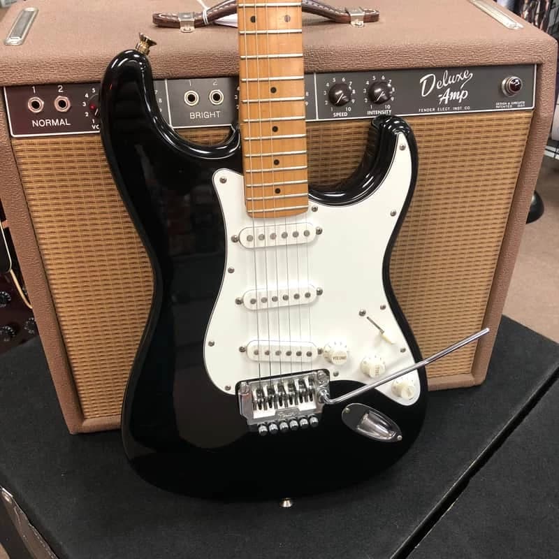 1986 Fender Standard Stratocaster, S1 Tremolo, Black w/Maple Fretboard, MIJ - includes hardcase