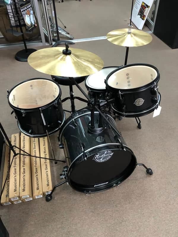 Ludwig LC178X016 Pocket Kit Drum Set with Cymbals and Throne - Black Sparkle