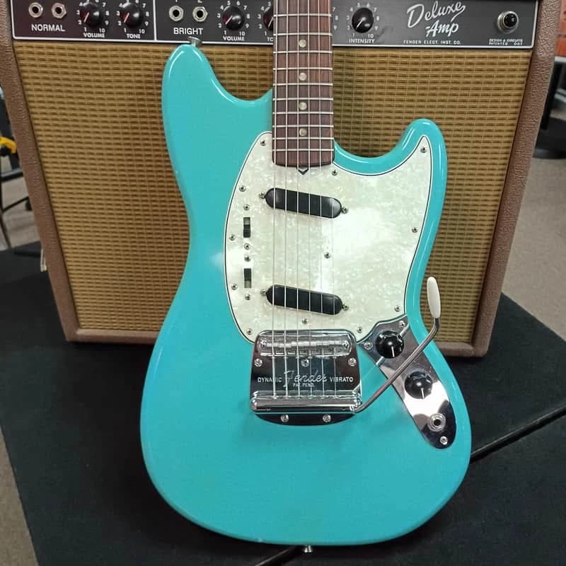 1966 Fender Mustang Guitar Daphne Blue w/ Rosewood Fretboard