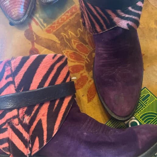 Canty Boots - Purple w/ Pink Zebra