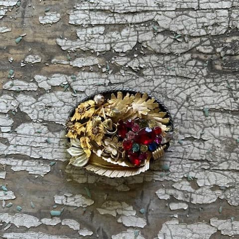Gold Flower w/ Pearl and Multi Color Bling Buckle