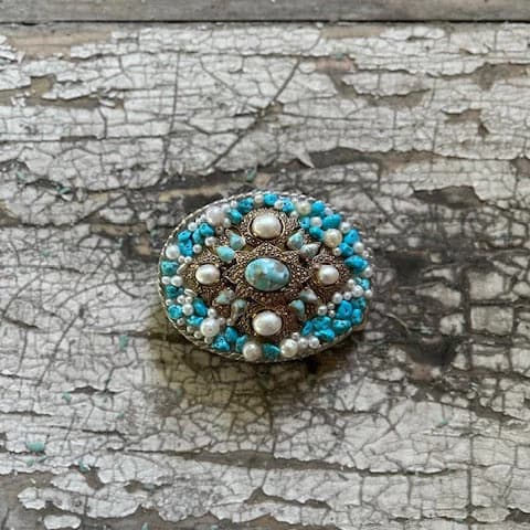 Turquoise and Pearl Buckle