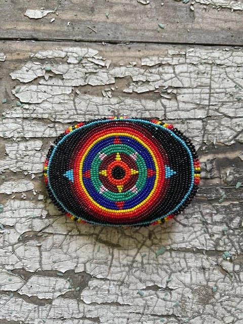 Native Hand Beaded Multi Color Buckle