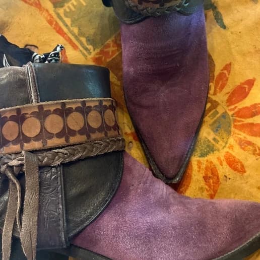 Canty Boots - Purple Suede Justin w/ Brown Belt (Size 6.5b)
