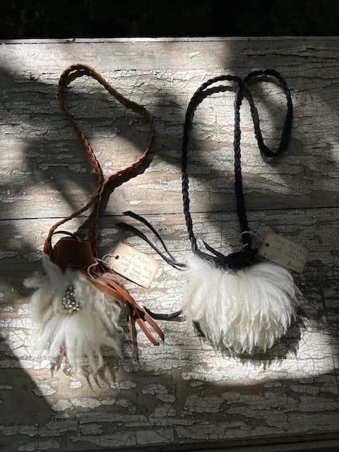 Black Medicine Bag w/ Lamb Wool #227