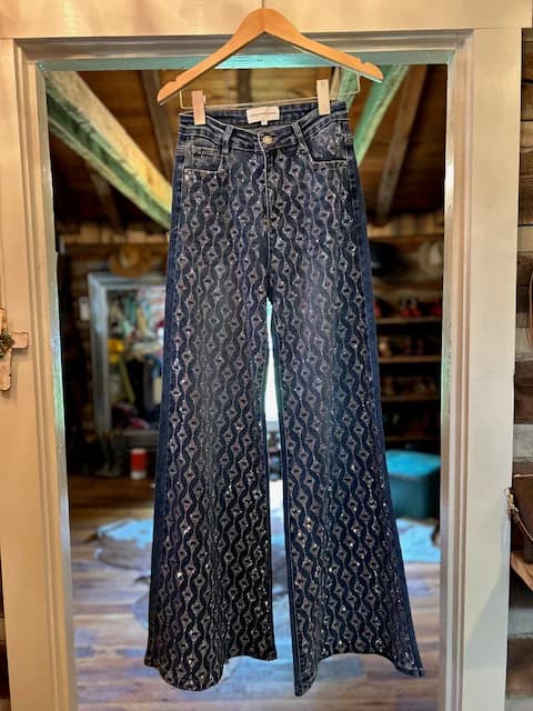 Rhinestone Diamond Wide Leg Jeans
