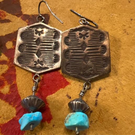 Warrior Shield - Sterling Silver Turquoise Earrings