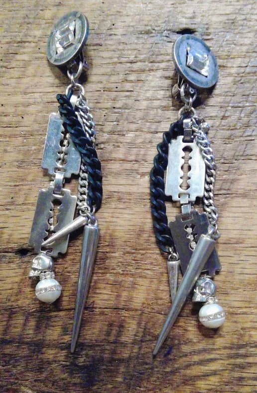 Glynneth B. Silver Spike Dangle Clip Earrings #100